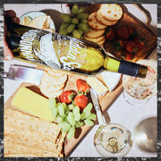 Chardonnay wine and cheese board